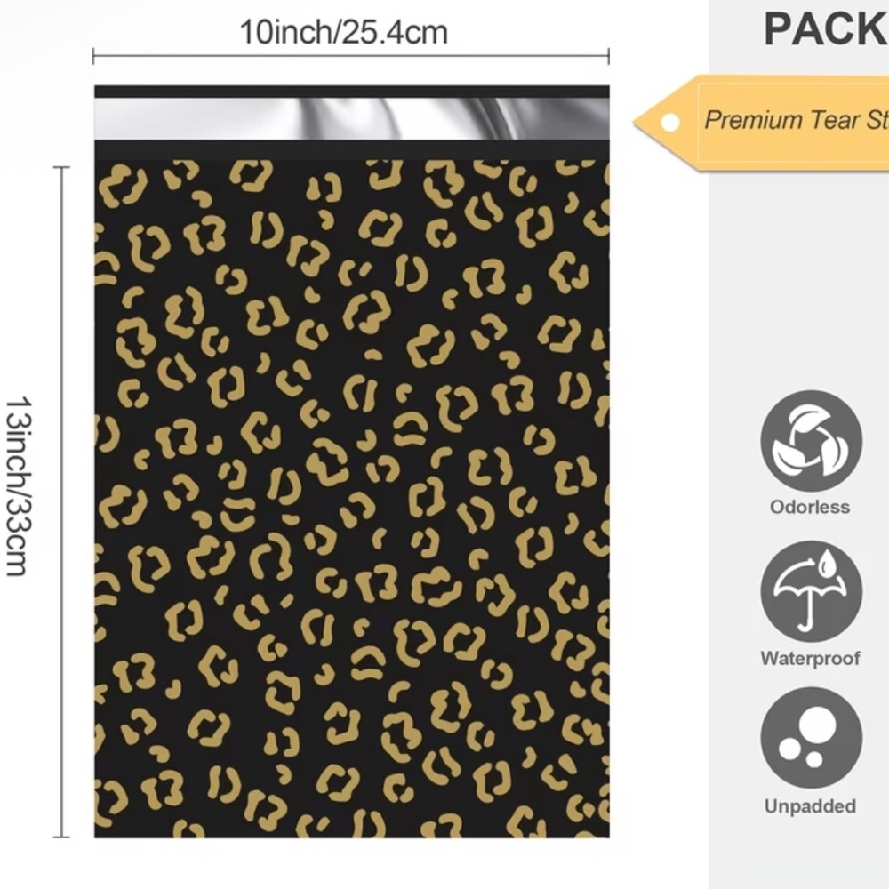 40 Leopard Print Thank You Poly Mailer Bags - Picture 4 of 5